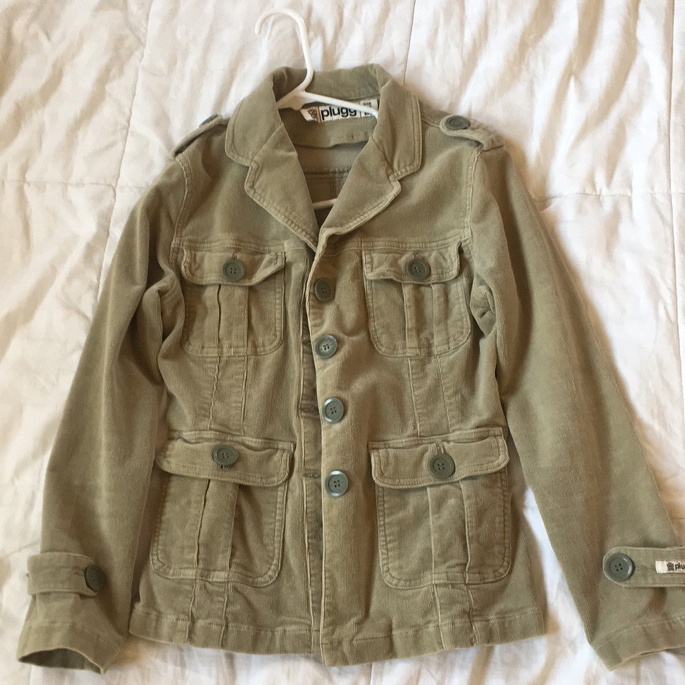 Plugg Khaki Corduroy Jacket Sz M